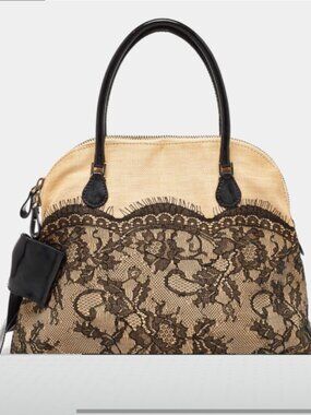 Valentino Lace Raffia Patent Bow Dome Bag ASO Jennifer Love Hewitt